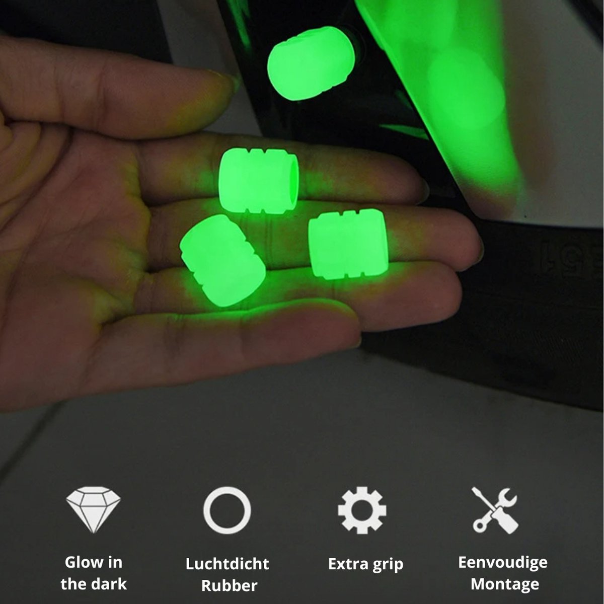 Entergoods Ventieldopjes Glow 4stuks