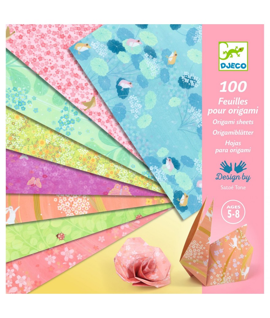 Djeco Origami Haru - 100 bedrukte vellen