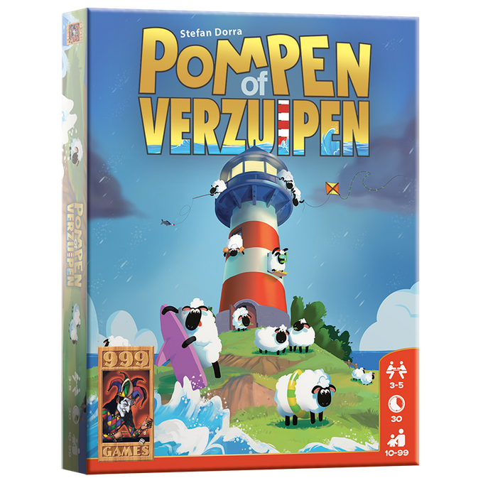 Pompen of Verzuipen - Kaartspel spellen van 999 Games doos voorkant productfoto