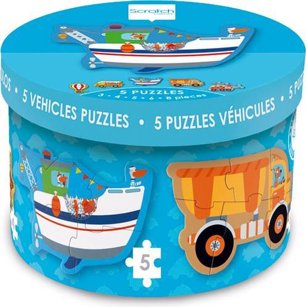 Scratch Puzzel - Voertuigen - 3,4,5,6 en 8 stukjes