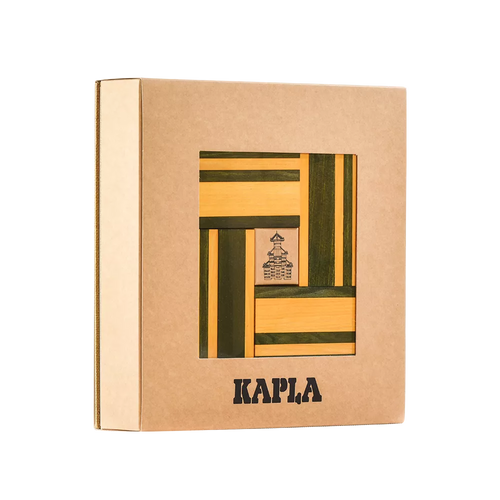 Kapla Doos met 40 plankjes (groen/geel) + boek
