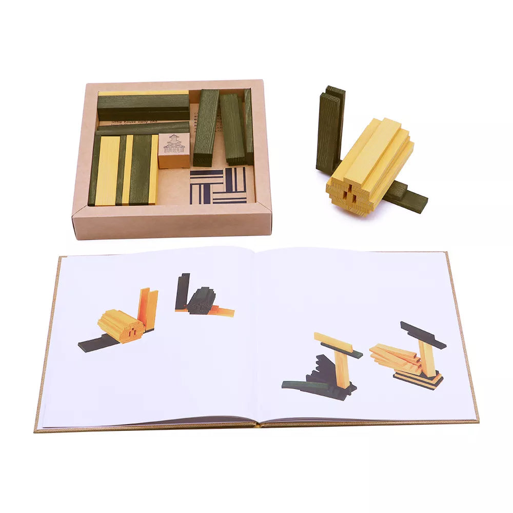 Kapla Doos met 40 plankjes (groen/geel) + boek
