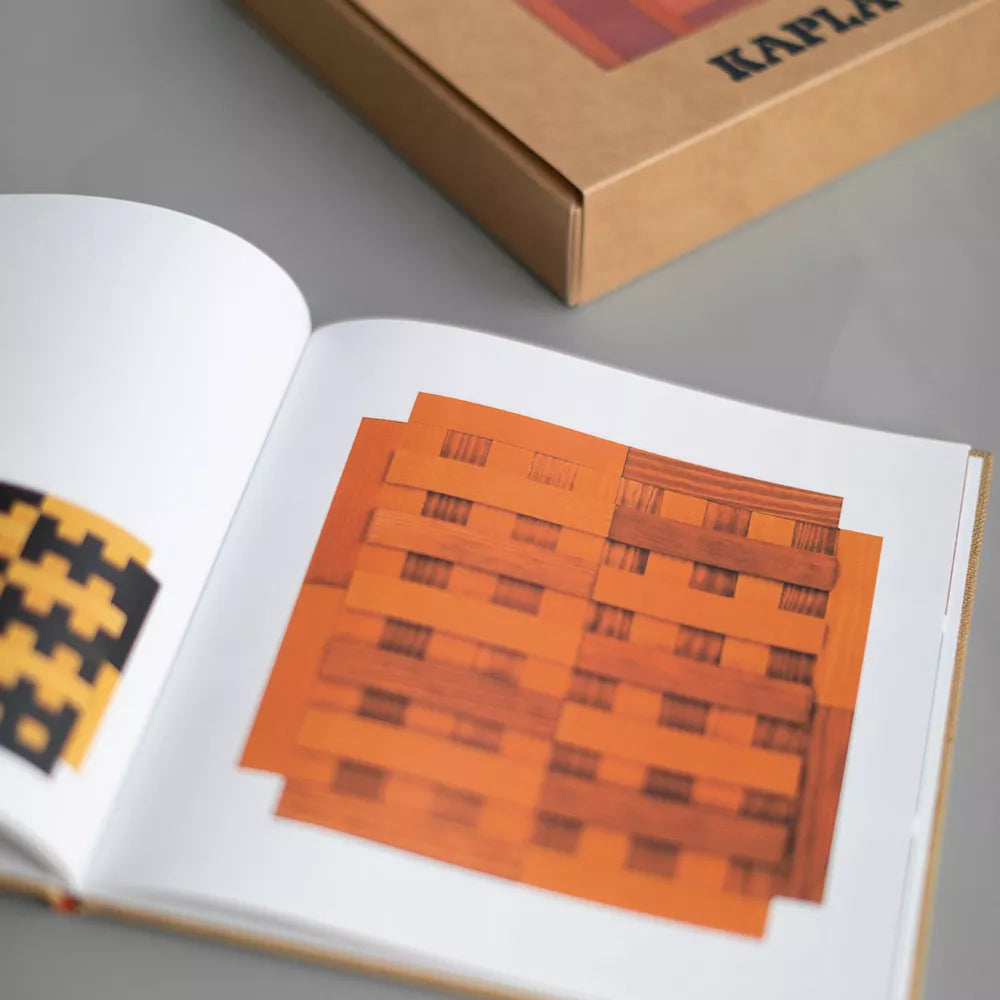 Kapla Doos met 40 plankjes (rood/oranje) + boek