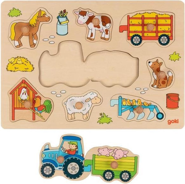 Steekpuzzel TRACTOR met AANHANGWAGEN