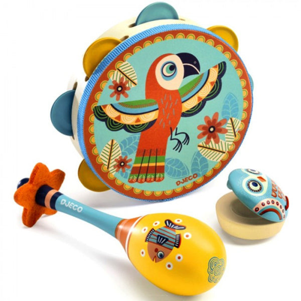 Djeco Animambo Set - Tamboerijn, Maracas en Castagnetten
