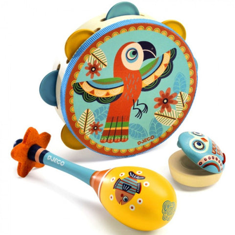 Djeco Animambo Set - Tamboerijn, Maracas en Castagnetten