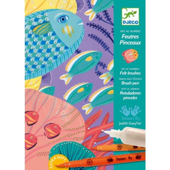 Verfstiften. Kunst met een nummer. Onder zee.