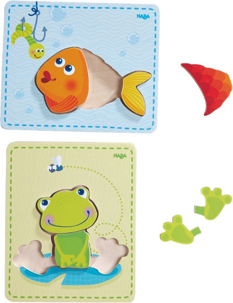 Houten puzzels Kikker & vis