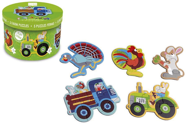 Scratch Beginnerspuzzel - Boerderij  (5 puzzels: 3-4-5-6-8 stukjes)