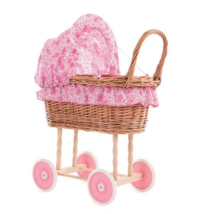 Tranen zonne Stout Egmont Toys Rieten poppenwagen met roze bloemen | Yestoys