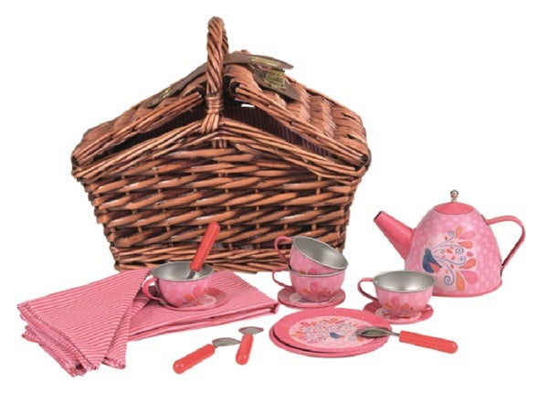 Theeset Peacock in rieten mand