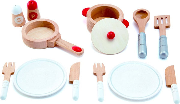 Houten pannen en servies