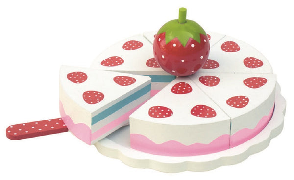 Houten speeltaart aardbei