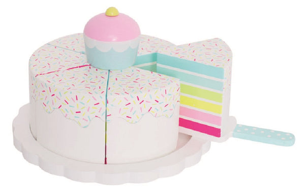 Houten speeltaart regenboog