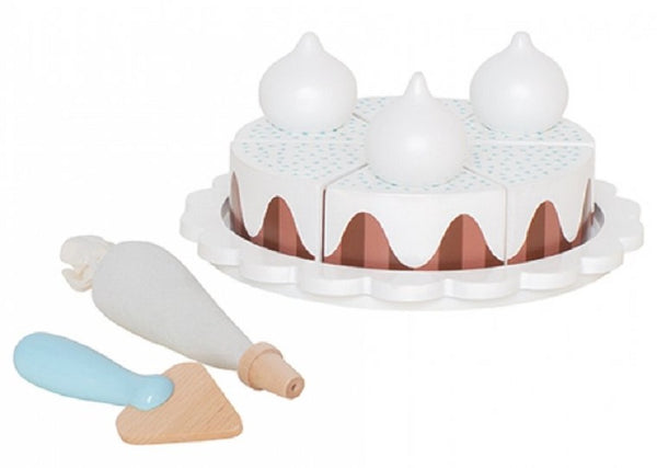 Houten speelset taart met slagroomspuit