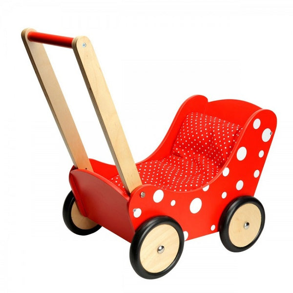 Sinply for kids Poppenwagen rood met witte stippen