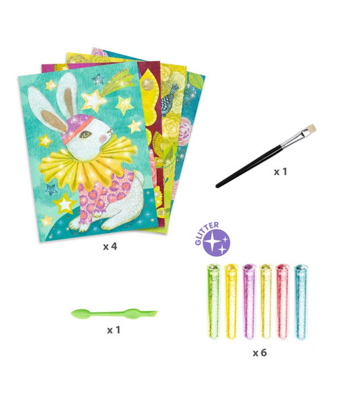 Glitterschilderijen - Het dierencarnaval