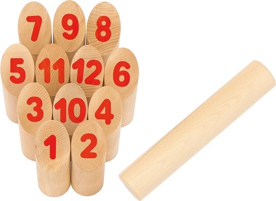 Vikingspel Kubb met nummers 13-delig in beukenhout