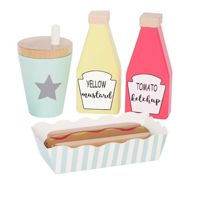 Houten speelset hotdog maaltijd (8-delig)
