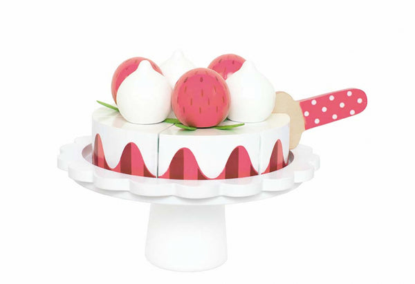 Houten speeltaart aardbei