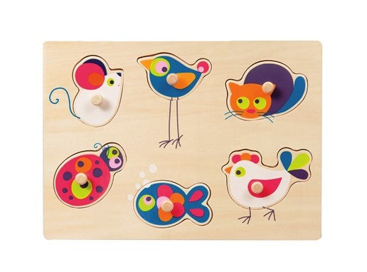 Egmont Toys Houten puzzel met houten knopjes Diere