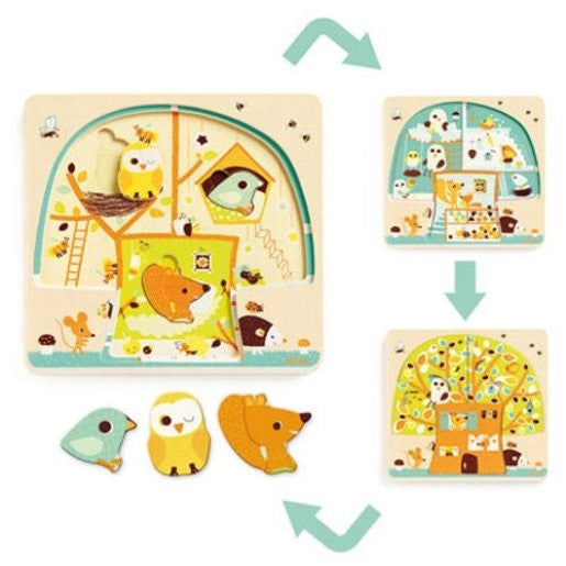 Djeco Drie lagen puzzel Boomhuis