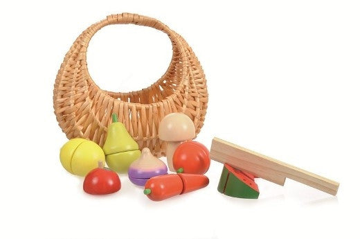 Egmont Toys Fruit en groentenset + mes in mandje