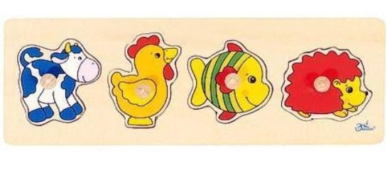 Goki houten Steekpuzzel Koe. haan