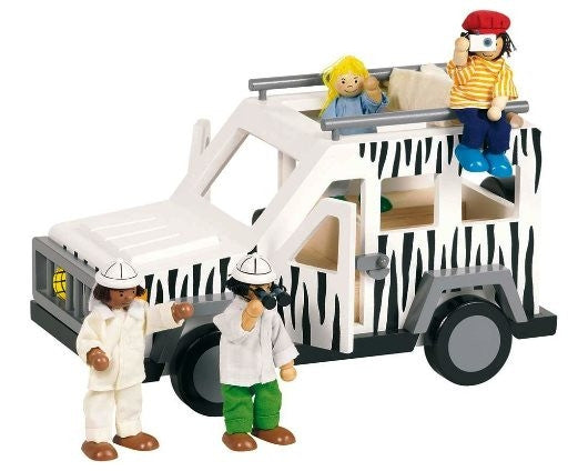 Goki Safari set: jeep met 4 buigpopjes