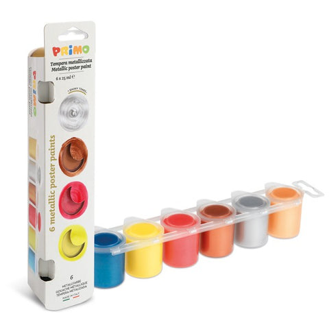 PRIMO - Plakkaatverf in potje, 6 metallic kleuren, 25ml